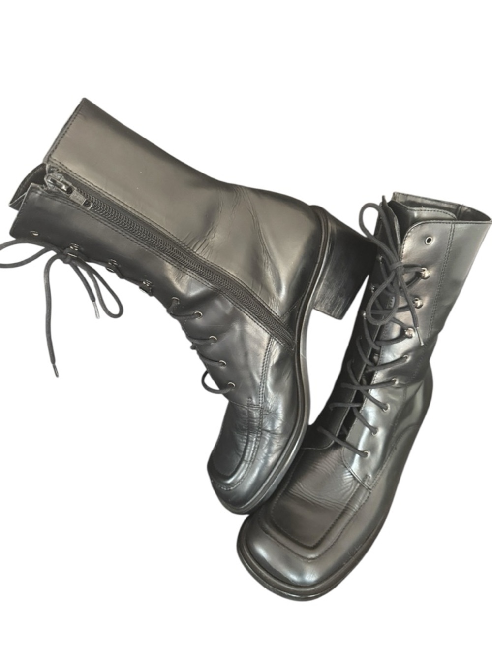 Vintage Pazzo Black Leather Lace Up Boots